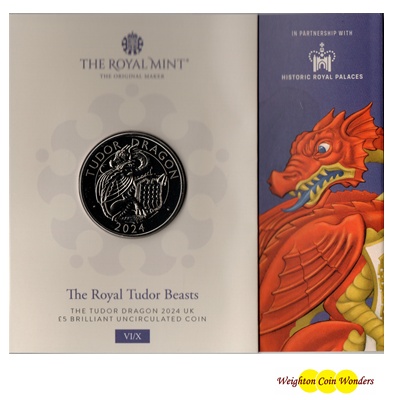 2024 BU £5 Coin Pack - Royal Tudor Beasts - The Tudor Dragon